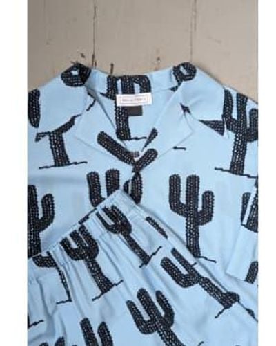 Bella Freud Cactus Holiday Shirt & Shorts Set L - Blue