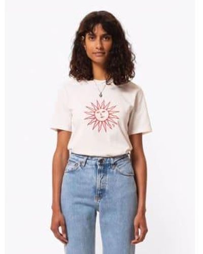 Nudie Jeans Joni Embroidered Sun T-shirt Xs - White