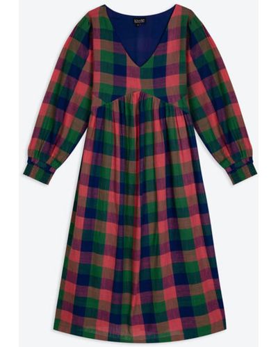 Lowie Handwoven Madras Check Dress - Blue