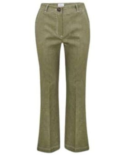 Marella Kick Flare Denim Trousers 12 Khaki - Green