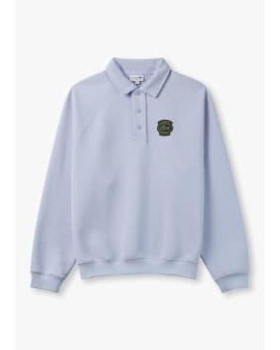Lacoste S French Heritage Snap Button Pique Sweatshirt - Blue