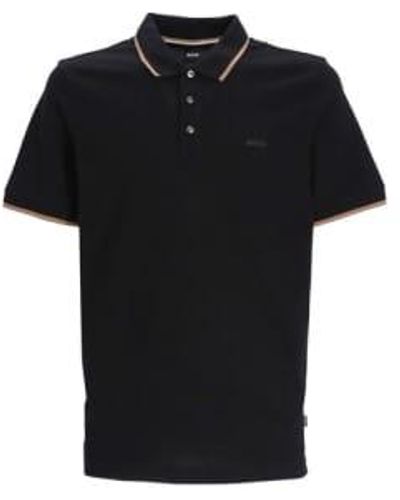 BOSS Boss Parley 190 Logo Embossed Cotton Pique Polo Shirt 50494697 001 - Nero