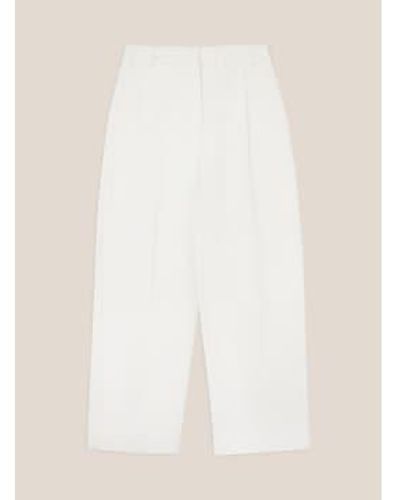 YMC Ecru Market Organic Cotton Trouser Xs - White