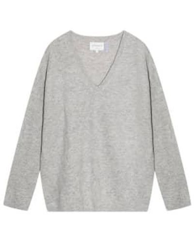 Cashmere Fashion Kopie von les tricots de léa kaschmir pullover monjako v ausschnitt - Gris