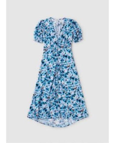 Replay Womens Patterned Midi Dress In Azure Blue 1