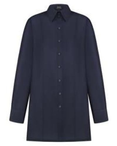 INNNA Navy Silk Loose Shirt By S - Blue
