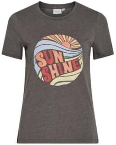 Vila Sunshine Slogan T-shirt - Gray
