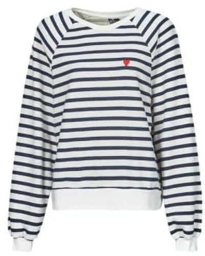 Pieces Stripe Sweater With Heart Detail - Blu