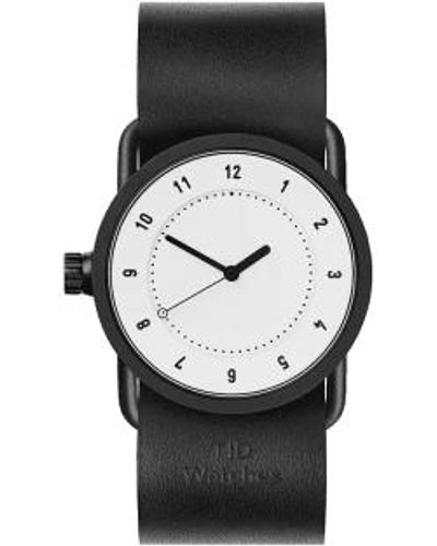 TID No.1 madre cuero blanco y negro 33 mm y reloj hebilla negra