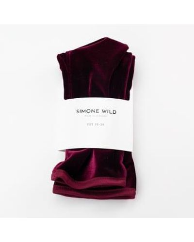 Simone Wild Bas cheville en velours vin - Violet