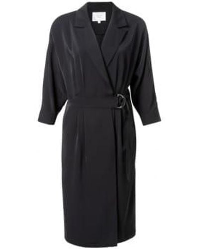 Yaya Wrapped Midi Dress With Buckle Belt 34 - Black