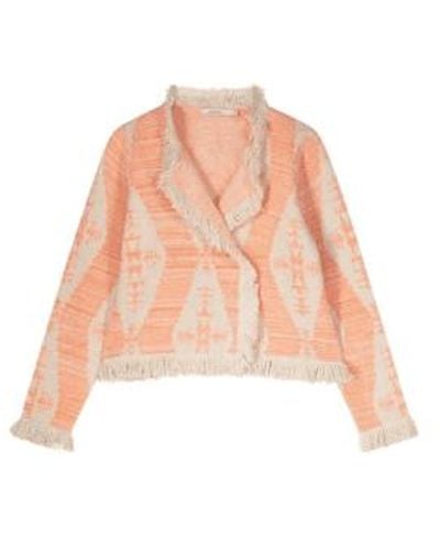 Summum Papaya Knitted Ikat Jacquard Jacket Uk 12 - Pink