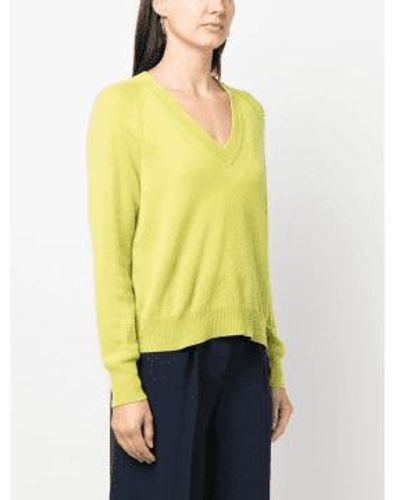 360cashmere Camille High Low V Neck Boxy Jumper Col Lemonade Size - Giallo