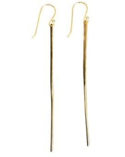 WINDOW DRESSING THE SOUL Long Hammered Silver Post Hook Earrings Plated - Metallic