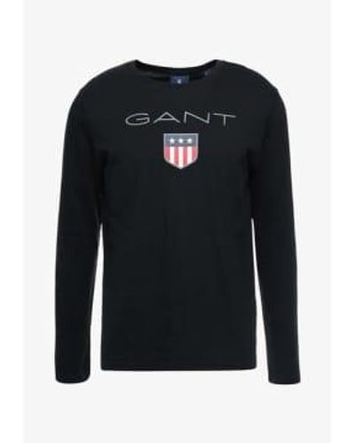 GANT Shield Logo Ls T Shirt - Nero