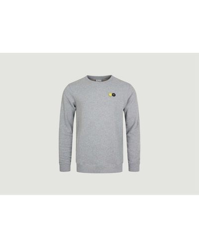Knowledge Cotton Sweatshirt mit X Smiley Patch - Grau