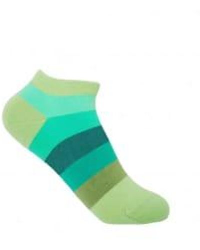 Peper Harow Block Stripe Trainer Socks - Green