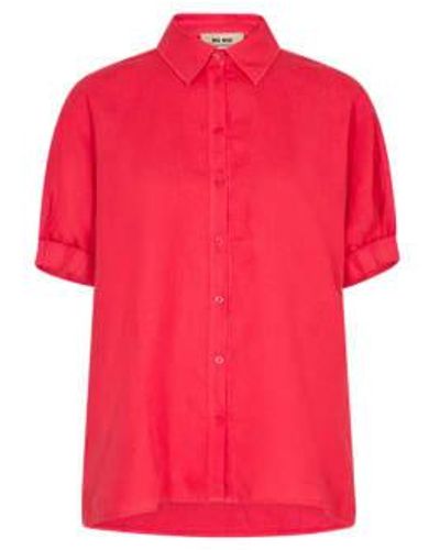 Mos Mosh Aven Short Sleeves Linen Shirt Xs - Pink