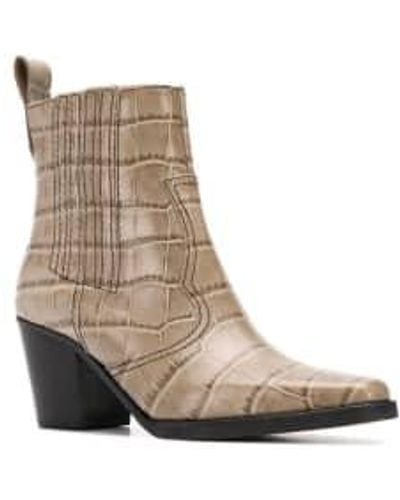 Ganni Western Ankle Boot 36 / Chicory Coffee - Natural