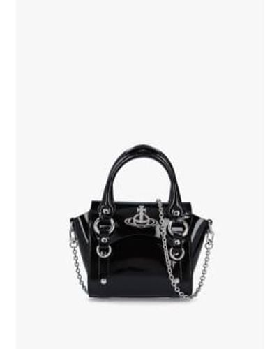 Vivienne Westwood Womens Betty Mini Shiny Patent Leather Tote Bag In - Nero
