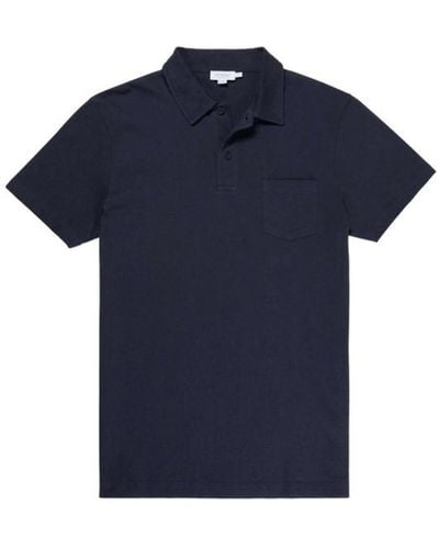 Sunspel Riviera S S Polo Shirt Navy - Blue