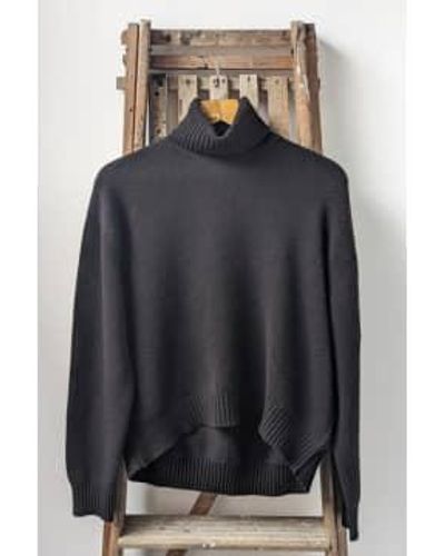 Jumper 1234 Collier rouleau expresso tricot en cachemire - Noir