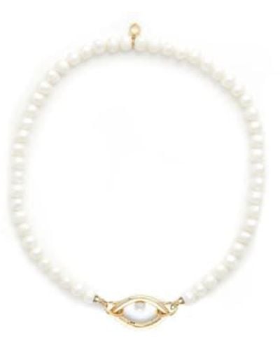 CAPSULE ELEVEN Eye Opener Pearl Necklace Or - Bianco