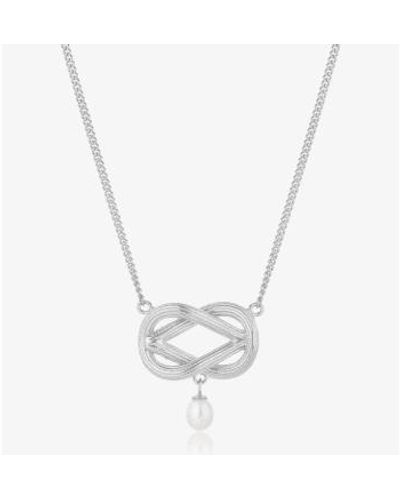 Claudia Bradby Silver Love Knot Pearl Necklace / - Metallic
