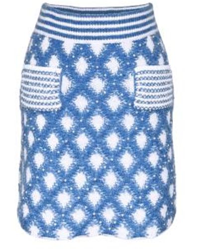 Jovonna London Rombo Knitted Mini Skirt S/m - Blue