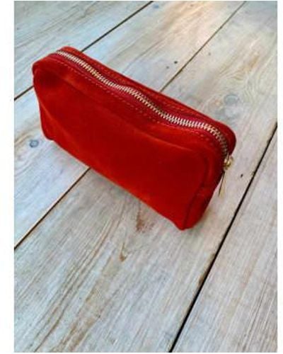 Marlon Anne Suede Cosmetic Bag / Os - Red