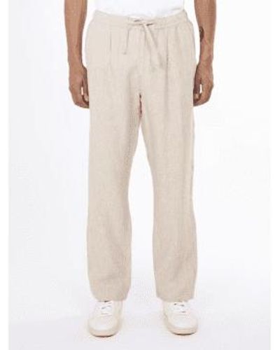 Knowledge Cotton 1070003 Fig Loose Linen Pant Light Feather Gray S - Natural