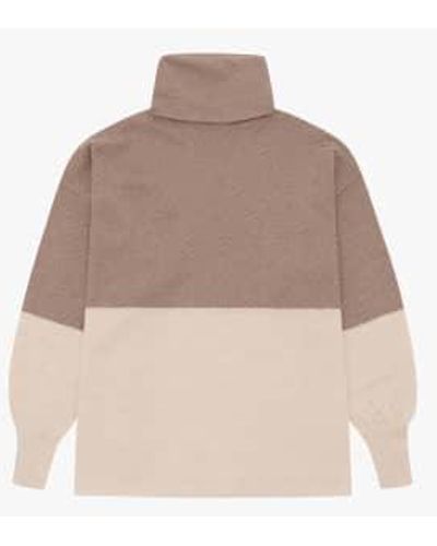 Diarte Alondra Two-tone Merino Sweater Size S - Natural