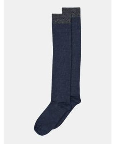 mpDenmark /silk Knee Socks Deep Navy 37-39 - Blue