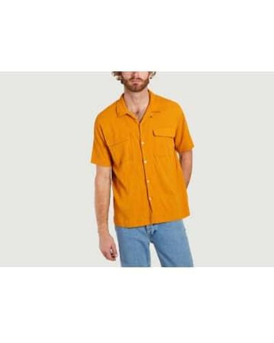 Knowledge Cotton Wave Crinkled Ss Shirt Gots Certified - Arancione