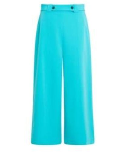 French Connection Jaded Echo Crepe Culottes Uk 10 - Blue