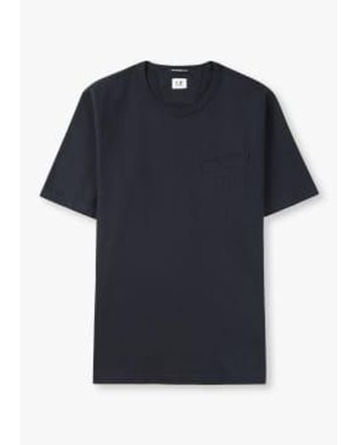 C.P. Company Mens 30/2 T-shirt poche Twisted Jersey dans l'éclipse totale - Bleu
