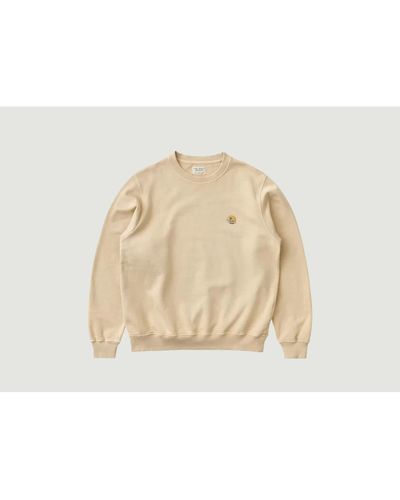 Nudie Jeans Organic Cotton Sweatshirt With Fancy Patch Lasse Sunset - Natural