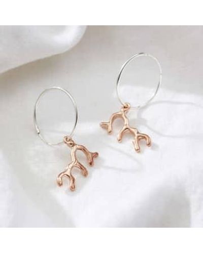 Posh Totty Designs 18ct Plate Coral Hoop Earrings Rose Plated - White