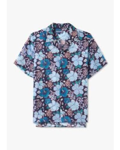 Vilebrequin S Tropical Turtles Print Bowling Shirt - Blue