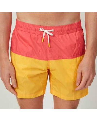 Hartford Mid-length Coral/sun Bicolor Lightweight Swim Shorts M - Orange