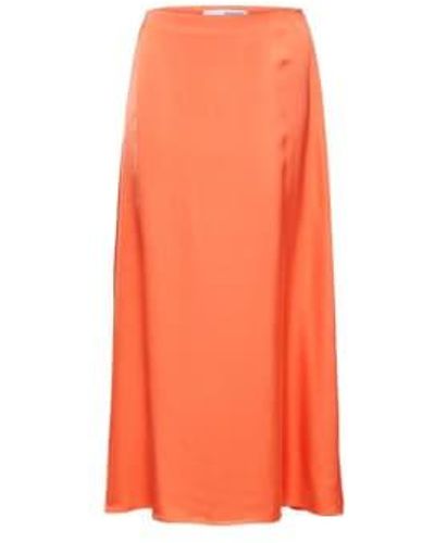 SELECTED Satin Midi Dress 36 - Orange