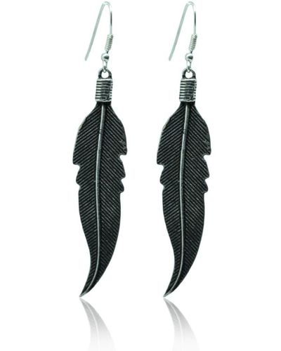 CollardManson Silver Feather Earrings - Nero