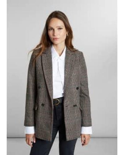 L'Exception Paris Checked Blazer Jacket Made - Grey