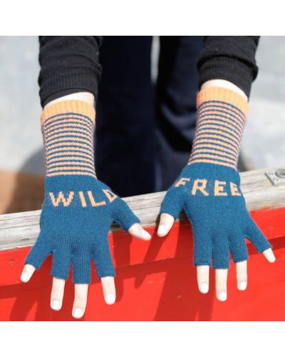 Quinton-chadwick Teal And Orange Wild & Free Fingerless Gloves - Blue