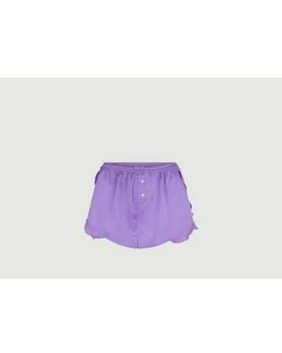 Love Stories Satin Pajama Shorts S - Purple