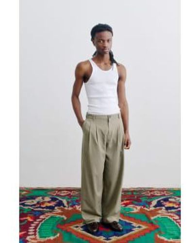 A Kind Of Guise Pantalon large flexible au vert craie - Blanc