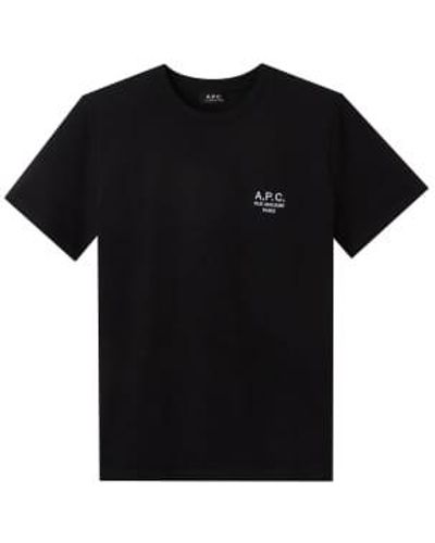 A.P.C. Raymond t-shirt t-shirt in dicker baumwolle mit über dem herzen bestickten logo. - Schwarz