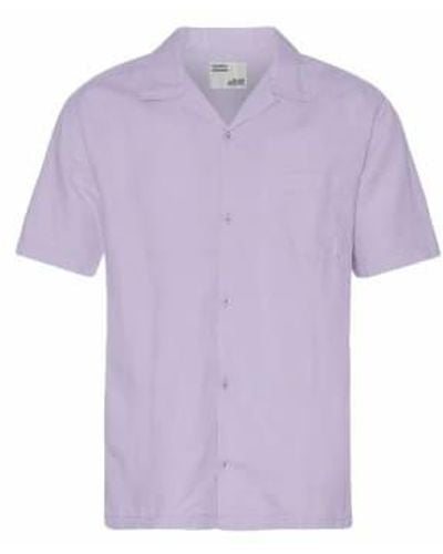 COLORFUL STANDARD Short Sleeve Linen Shirt Soft Lavender / M - Purple