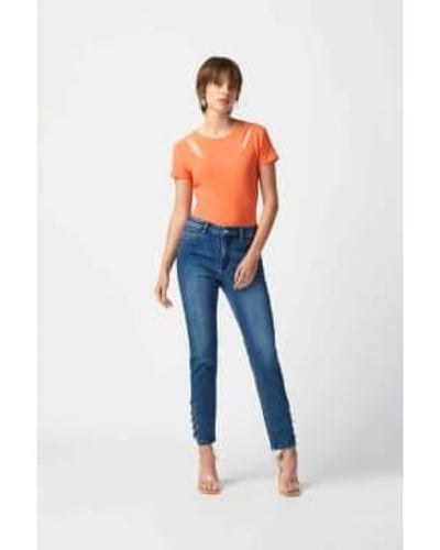 Joseph Ribkoff – klassische Slim-Jeans mit verziertem Saum - Blau