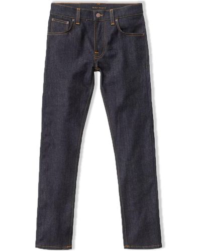 Nudie Jeans Dry True Navy Grim Tim Slim Fit Jeans - Blu